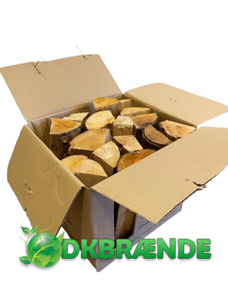 Ovntørret brænde i papkasse  (AFHENTET)